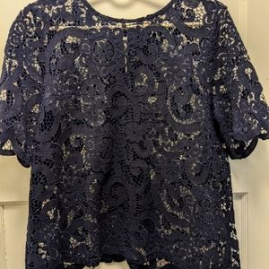 Navy lace top